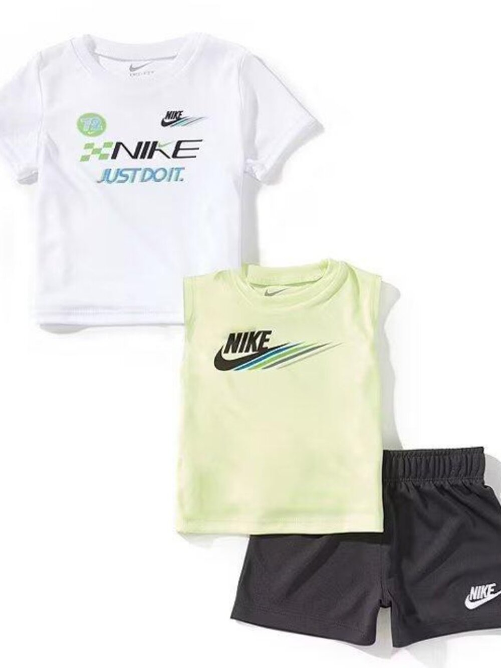 Nike Baby Boys SS Crewneck Victory Lap Tee Tank Shorts 3pc Set 18m 24M NWT